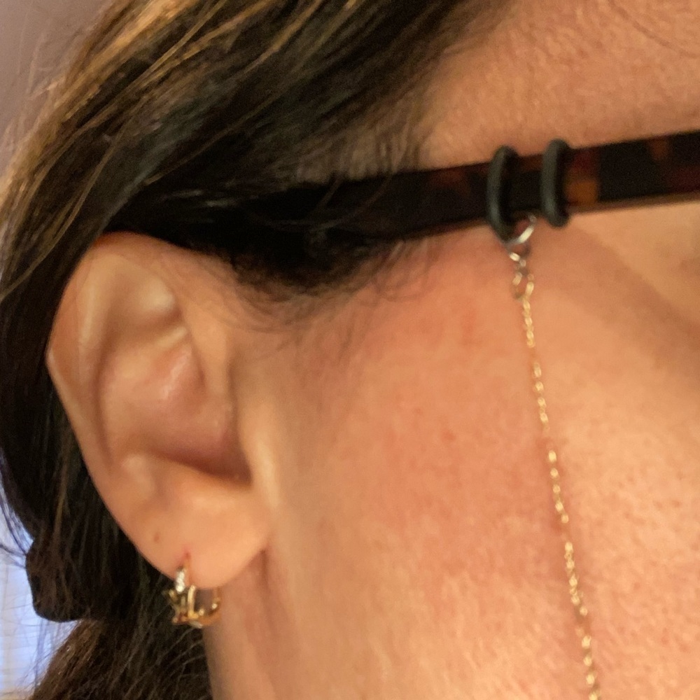 Designer look hoop Earrings small 14k solid Gold - Picture 3 of 4